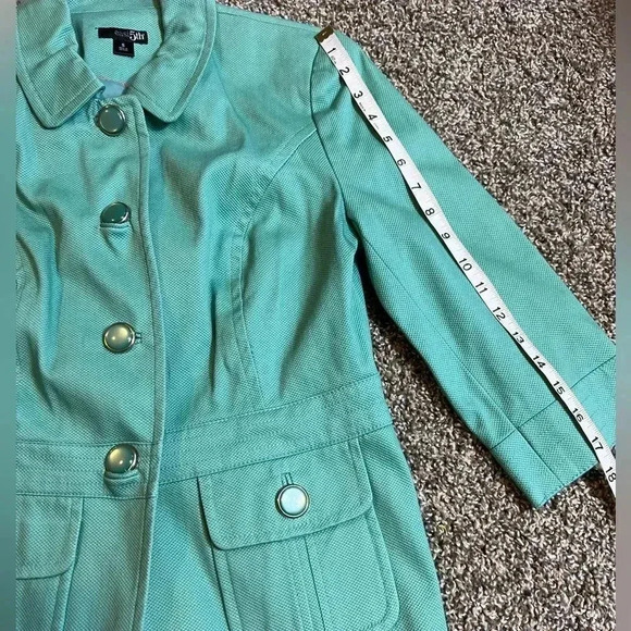 - East 5th Jacket Mint Green Canvas Textured 3/4 Sleeve Blazer Size Small - Picture 11 of 11